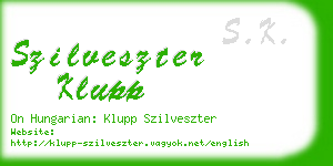 szilveszter klupp business card